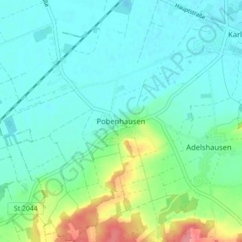 Mapa topográfico Pobenhausen, altitud, relieve