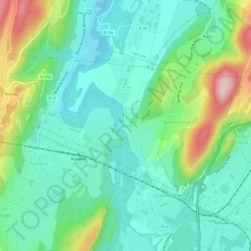 Mapa topográfico Béard, altitud, relieve