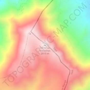 Mapa topográfico Cerro Las Vizcachas, altitud, relieve