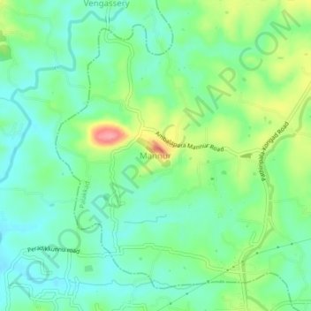 Mapa topográfico Mannur, altitud, relieve
