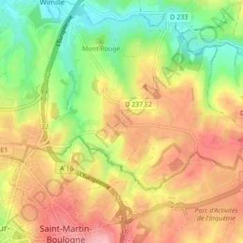 Mapa topográfico Rupembert, altitud, relieve