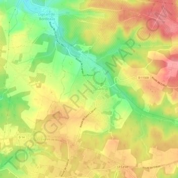 Mapa topográfico Grand Pierre, altitud, relieve