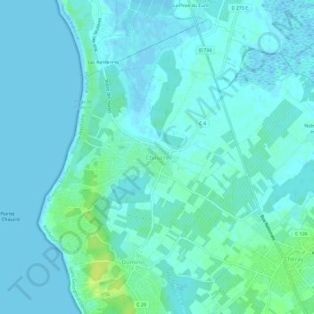 Mapa topográfico Chaucre, altitud, relieve