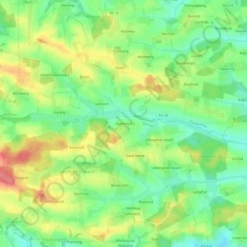 Mapa topográfico Geierseck, altitud, relieve
