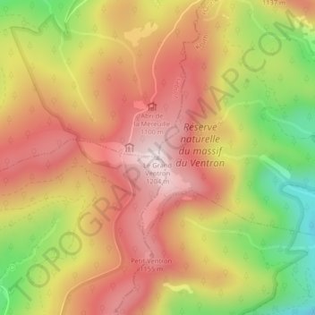 Mapa topográfico Le Grand Ventron, altitud, relieve