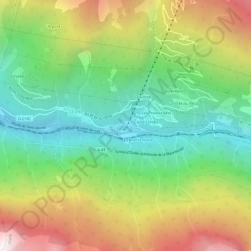 Mapa topográfico Francoz, altitud, relieve