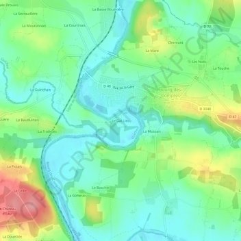 Mapa topográfico Le Gai Lieu, altitud, relieve