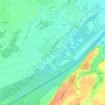 Mapa topográfico Egglfing am Inn, altitud, relieve