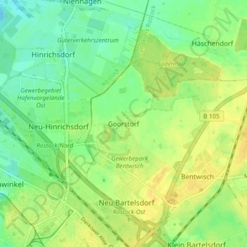 Mapa topográfico Goorstorf, altitud, relieve