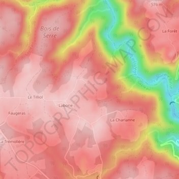 Mapa topográfico Valeix, altitud, relieve
