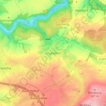 Mapa topográfico Chursdorf, altitud, relieve