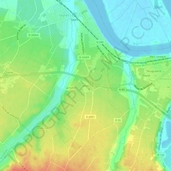 Mapa topográfico Senau, altitud, relieve