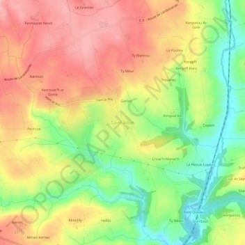 Mapa topográfico Saint-Albin, altitud, relieve