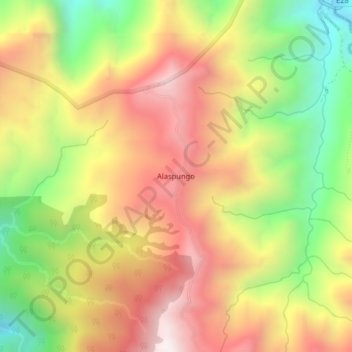 Mapa topográfico Alaspungo, altitud, relieve
