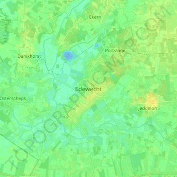 Mapa topográfico Edewecht, altitud, relieve
