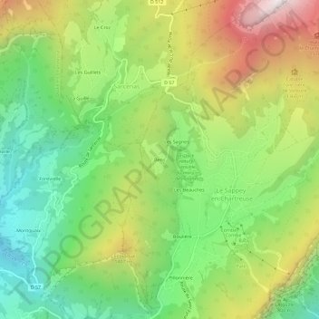 Mapa topográfico Bens, altitud, relieve