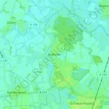 Mapa topográfico Bothmer, altitud, relieve