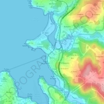Mapa topográfico Telle, altitud, relieve