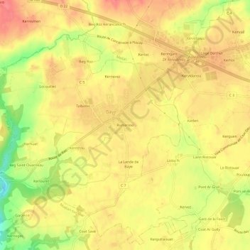 Mapa topográfico Rumeriou, altitud, relieve