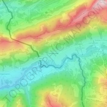 Mapa topográfico Schlipfhalden, altitud, relieve