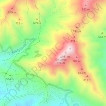 Mapa topográfico Acebuchal, altitud, relieve