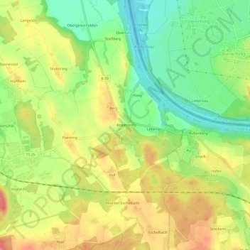 Mapa topográfico Kolomann, altitud, relieve