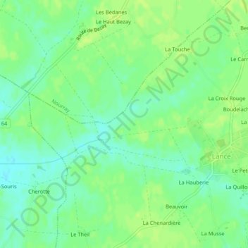 Mapa topográfico Les Lincères, altitud, relieve