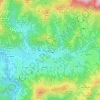 Mapa topográfico Altzate, altitud, relieve