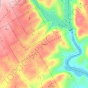 Mapa topográfico Tugaloo, altitud, relieve