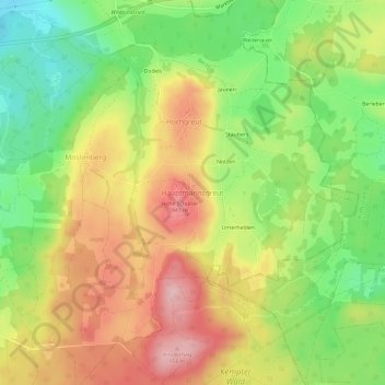 Mapa topográfico Hauptmannsgreut, altitud, relieve