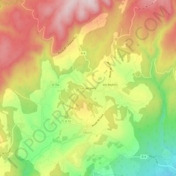 Mapa topográfico Les Vergiers, altitud, relieve