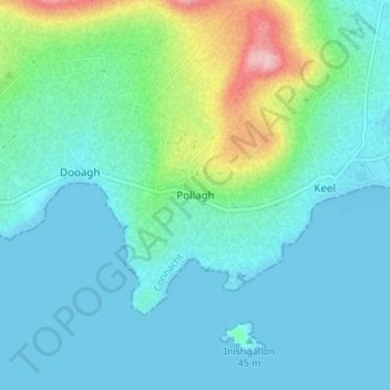 Mapa topográfico Slievemore ED, altitud, relieve