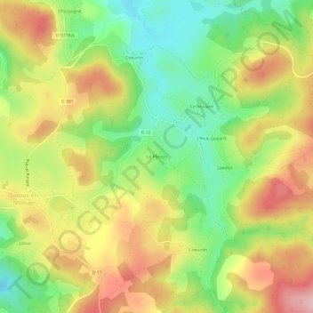 Mapa topográfico Le Plessis, altitud, relieve