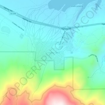 Mapa topográfico Crowley Lake, altitud, relieve
