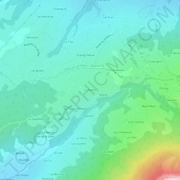 Mapa topográfico La Pierre, altitud, relieve