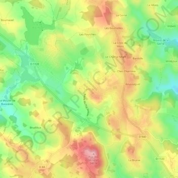 Mapa topográfico Seilhac, altitud, relieve