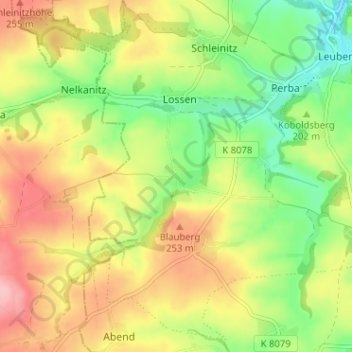 Mapa topográfico Badersen, altitud, relieve