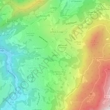 Mapa topográfico Le Belin, altitud, relieve