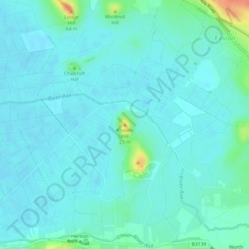 Mapa topográfico Knowle Hill, altitud, relieve
