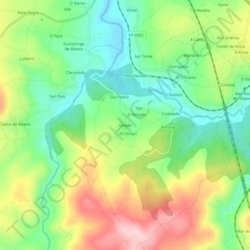 Mapa topográfico Doade, altitud, relieve