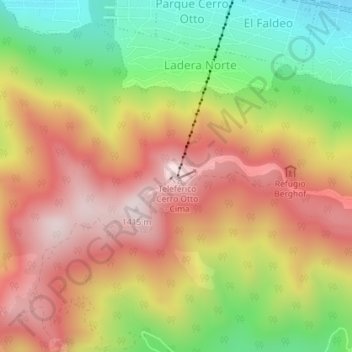 Mapa topográfico Cerro Otto, altitud, relieve