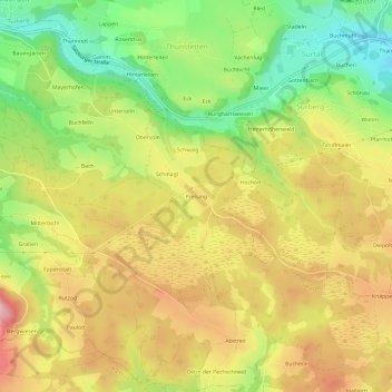 Mapa topográfico Preising, altitud, relieve