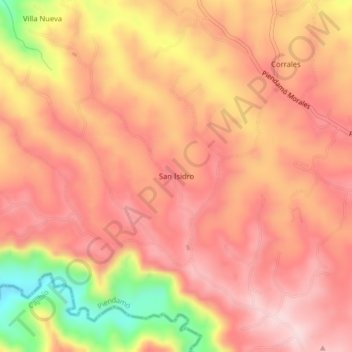 Mapa topográfico San Isidro, altitud, relieve