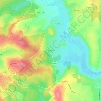 Mapa topográfico Germignon, altitud, relieve