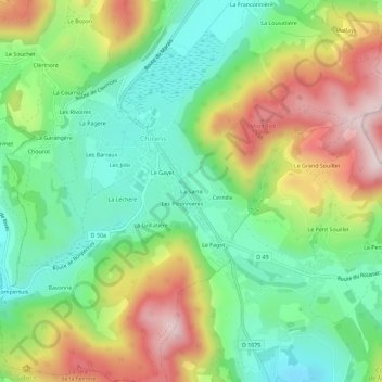 Mapa topográfico La Sarra, altitud, relieve