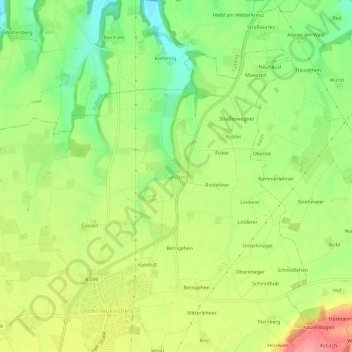 Mapa topográfico Gasteig, altitud, relieve