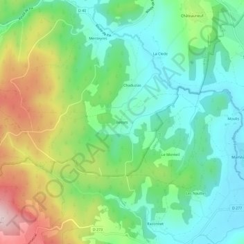 Mapa topográfico Besses, altitud, relieve