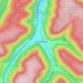 Mapa topográfico Calmbach, altitud, relieve