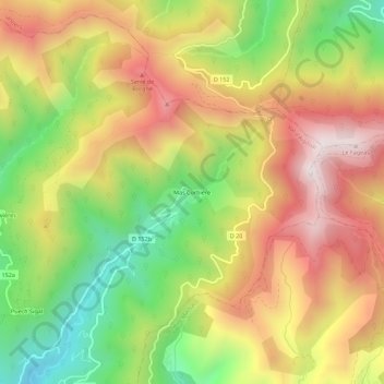 Mapa topográfico Mas Corbière, altitud, relieve