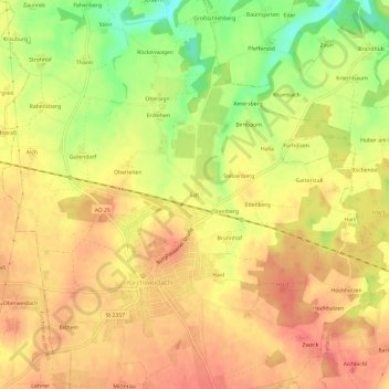Mapa topográfico Edt, altitud, relieve